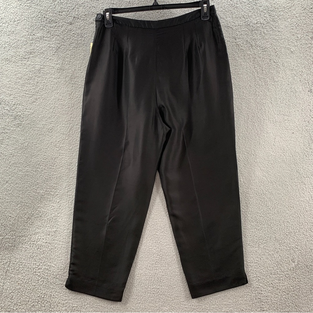 NWT Amanda Smith Pure Silk Women’s Plus Black Flat Side Zip Up Pants Size 14 - Picture 6 of 16